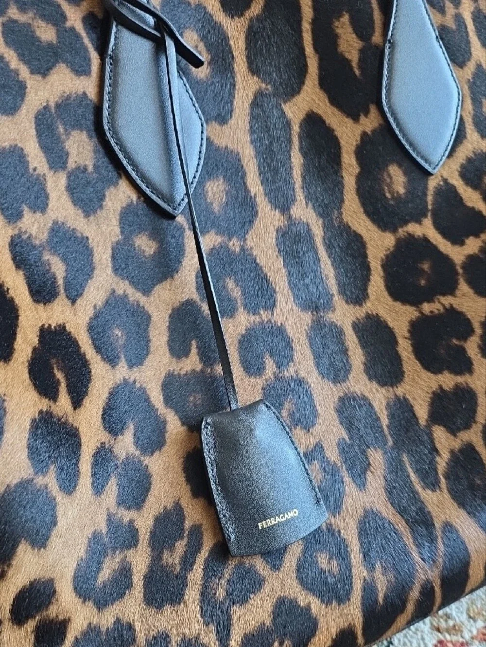 Salvatore Ferragamo Star Tote In Cheetah Print Pony Hair